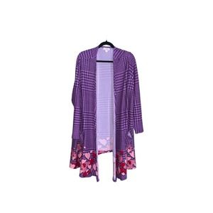 LuLaRoe, Women’s Cardigan, Size 3X, Purple , Hounds Tooth, & Hearts